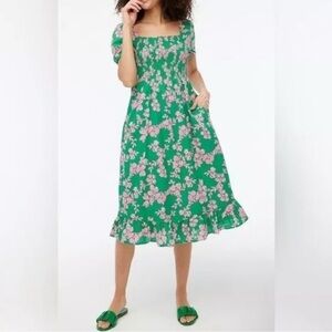 J Crew Factory Floral Green Dress